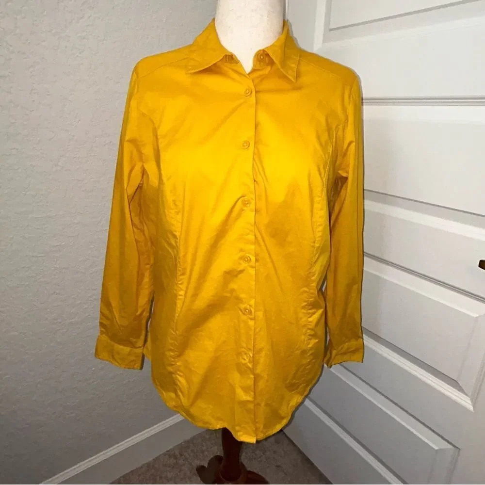 Jessica London Button Front Long Sleeve Blouse Shirt Top